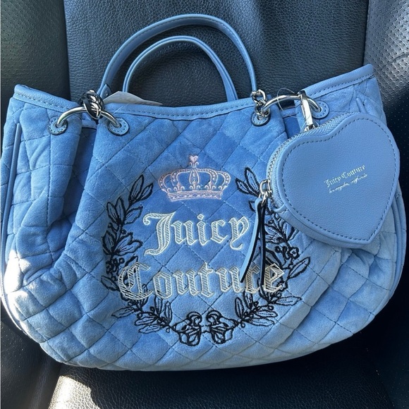 Juicy Couture Royal Moment Satchel Blue Purse Bag - Picture 2 of 2